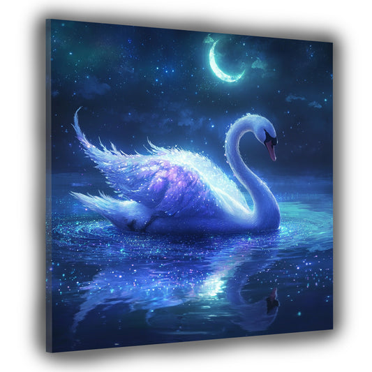 Fantasie Schwan Mondlicht Sternenhimmel Wasser Wandbild