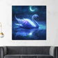 Fantasie Schwan Mondlicht Sternenhimmel Wasser Wandbild