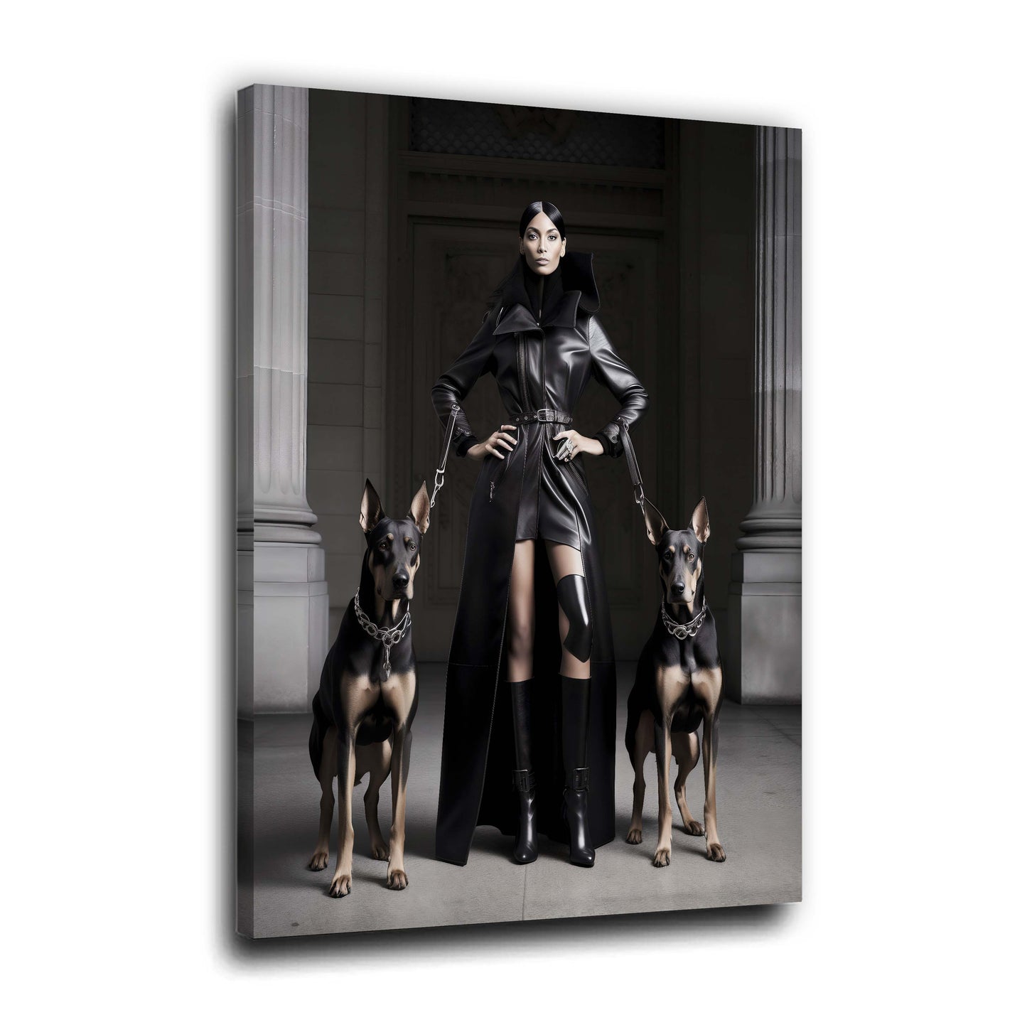 Fashion Frau Dobermänner Dominanz Stil Wandbild