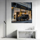 Fashion Store mit Luxus Auto G-Klasse bei Nacht Wandbild
