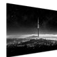 Fernsehturm Stuttgart Nachtpanorama Sterne schwarz weiß Wandbild