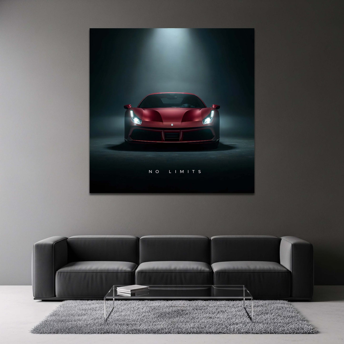 Ferrari No Limits unter dramatischem Scheinwerfer Wandbild