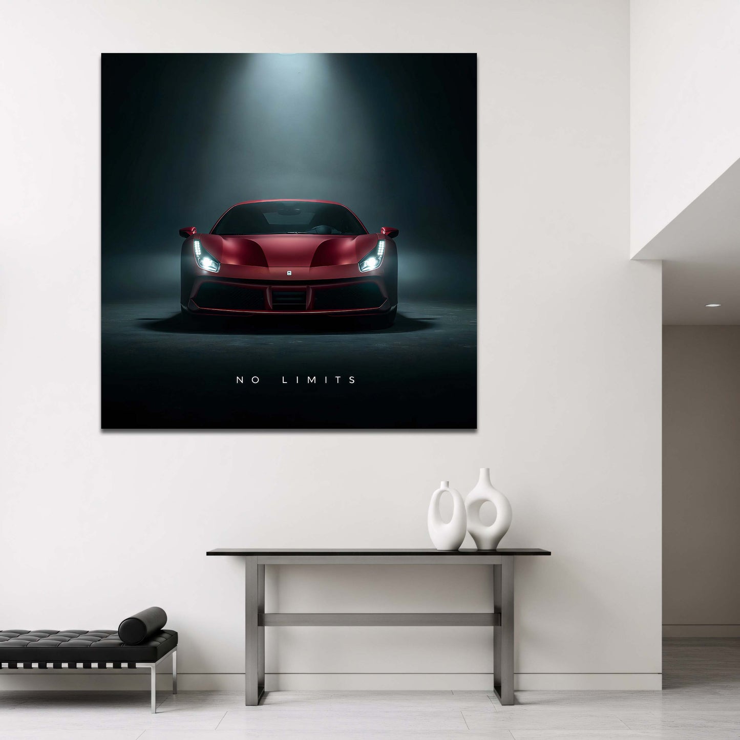Ferrari No Limits unter dramatischem Scheinwerfer Wandbild