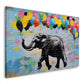 Elefant mit bunten Luftballons auf Ziegelwand Wandbild