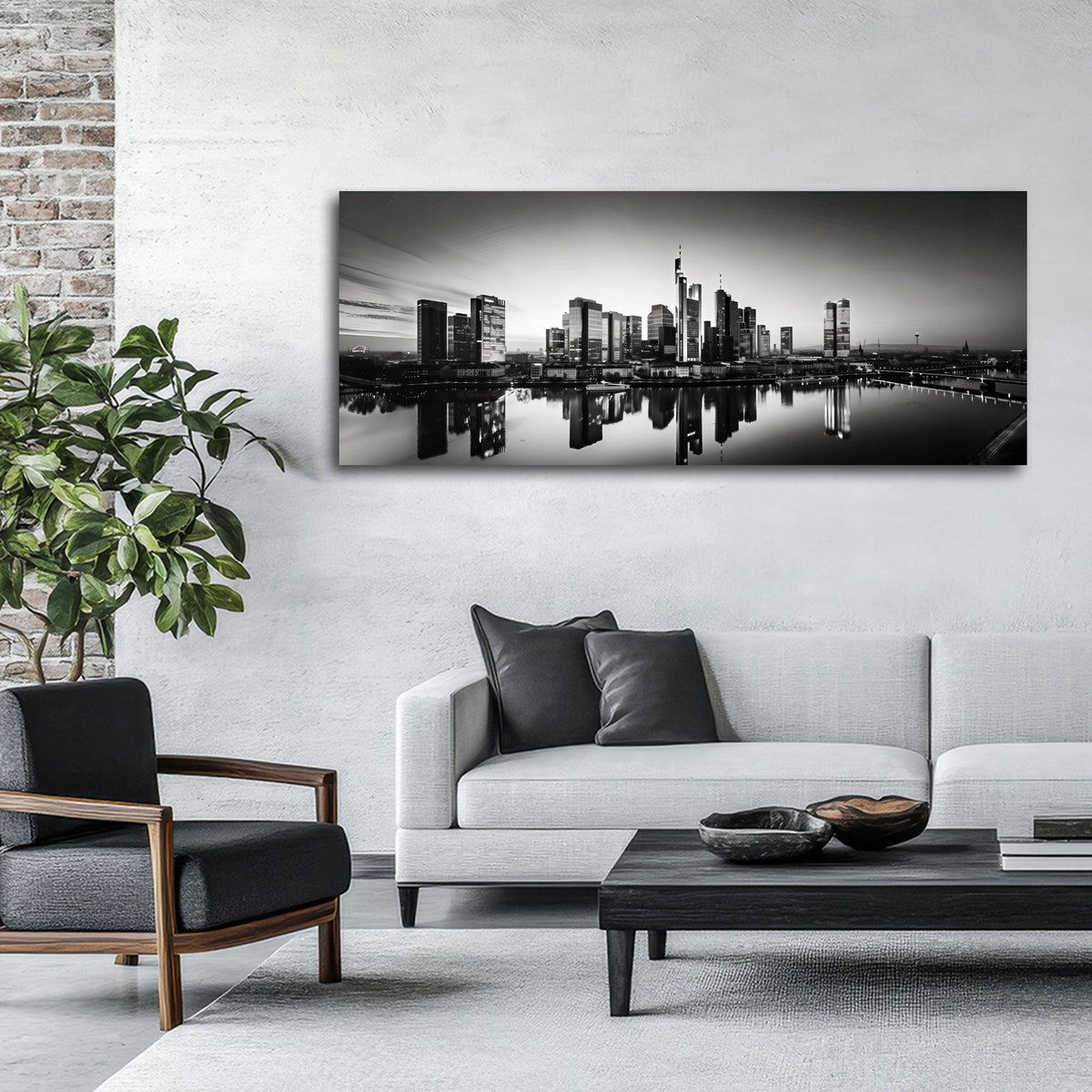 Städte Panorama Wandbild an einer Wohnraumwand