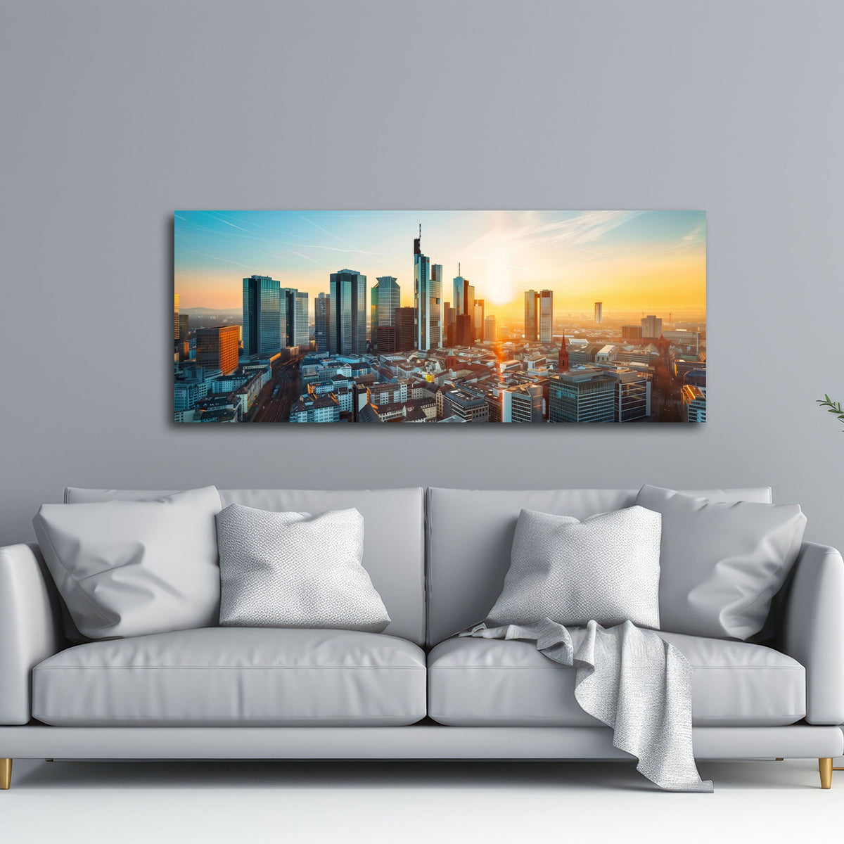 Städte Panorama Wandbild an einer Wohnraumwand