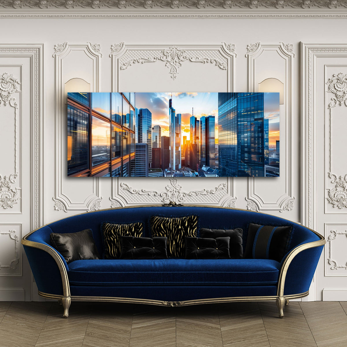 Städte Panorama Wandbild an einer Wohnraumwand
