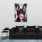 Franzoesische Bulldogge blaest rosa Kaugummiblase Wandbild