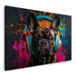 Französische Bulldogge mit Kopfhörern im Street-Art-Stil Wandbild