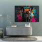 Französische Bulldogge Street-Art Wandbild im Wohnzimmer