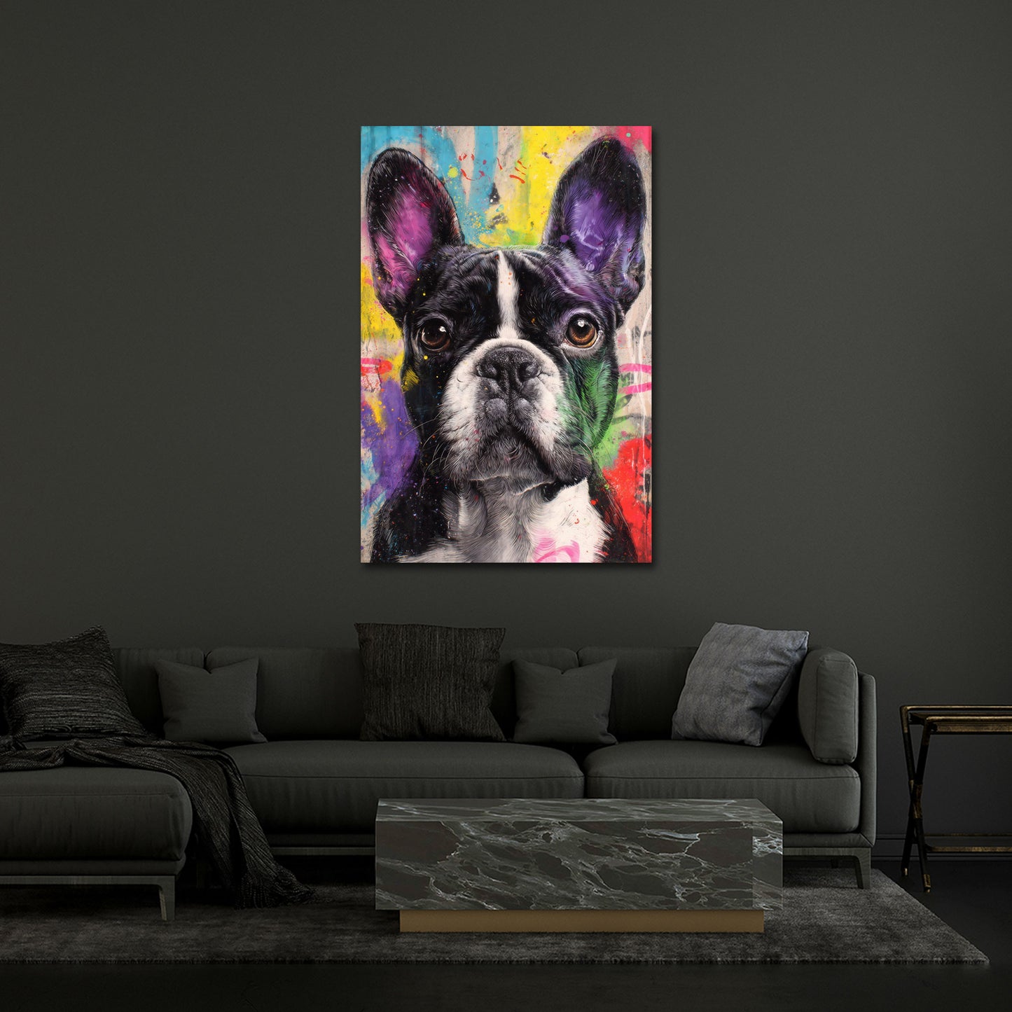 Französische Bulldogge Pop Art Hund modernes Porträt Wandbild