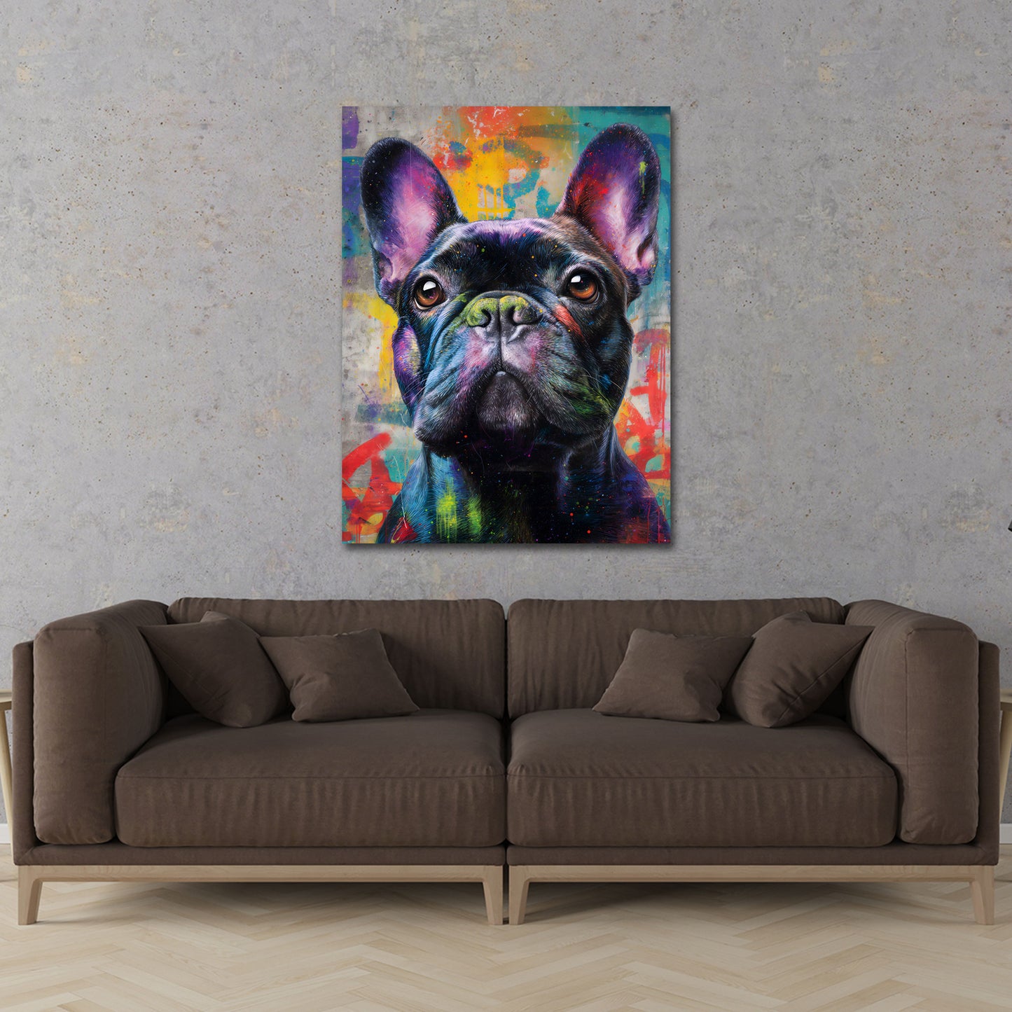 Französische Bulldogge Pop Art Hund Porträt Wandbild