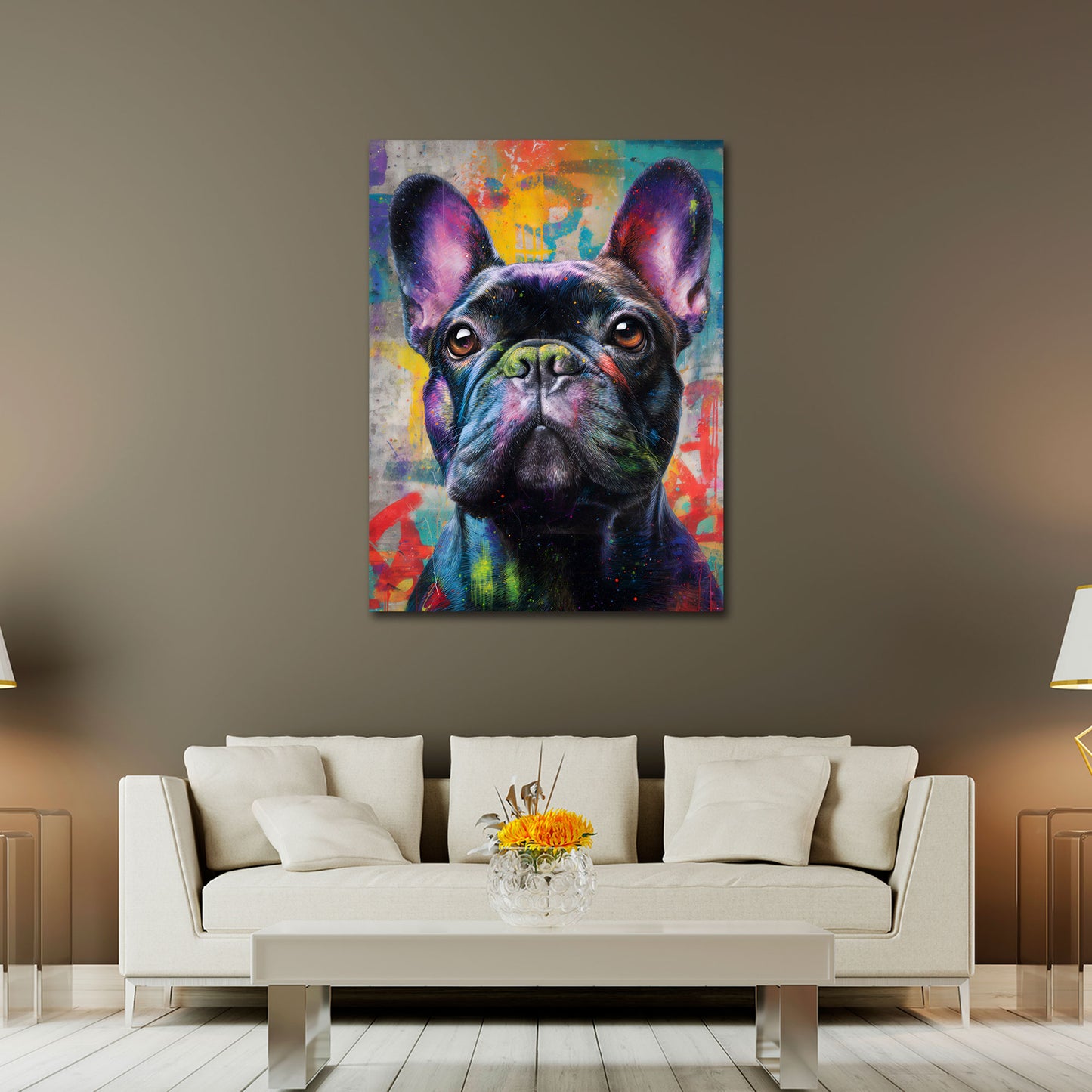 Französische Bulldogge Pop Art Hund Porträt Wandbild