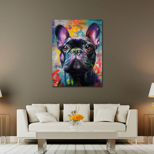 Französische Bulldogge Pop Art Hund Porträt Wandbild
