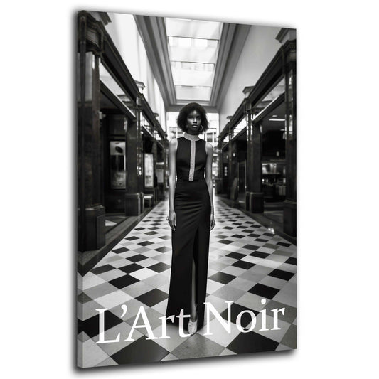 Frau Mode L’Art Noir elegantes Kleid schwarz weiß Galerie Wandbild