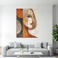 Frau Porträt abstrakt braun beige geometrische Kunst Wandbild