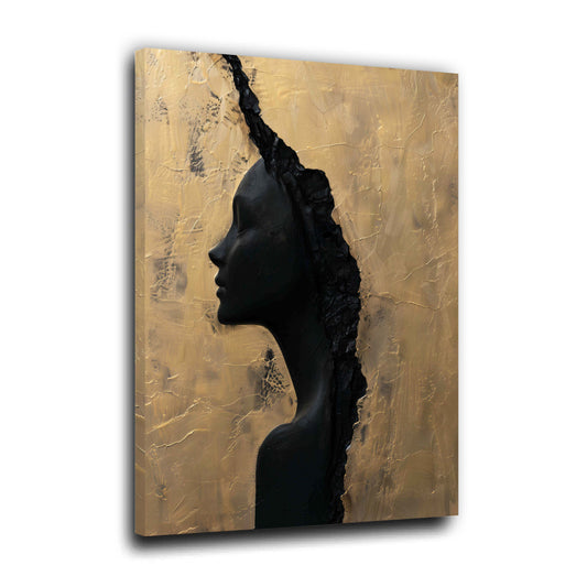 Frau Porträt Gold Schwarz abstrakte Kunst Wandbild