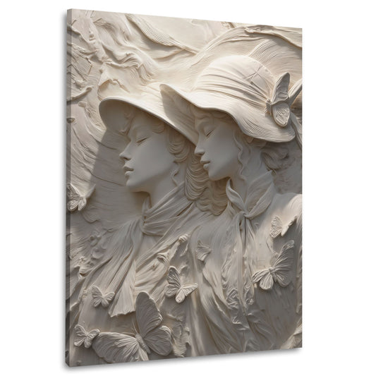 Frauen Skulptur Relief Schmetterlinge elegant Wandbild