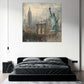 Freiheitsstatue und Skyline in New York vintage Wandbild