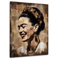 Frida Frauenporträt mit Blumen im Haar im Vintage Kunststil Wandbild