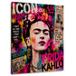 Frida mit Blumenkranz im bunten Pop Art Stil Wandbild