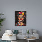 Pop Art Collage Wandbild über einem Sofa im Wohnraum