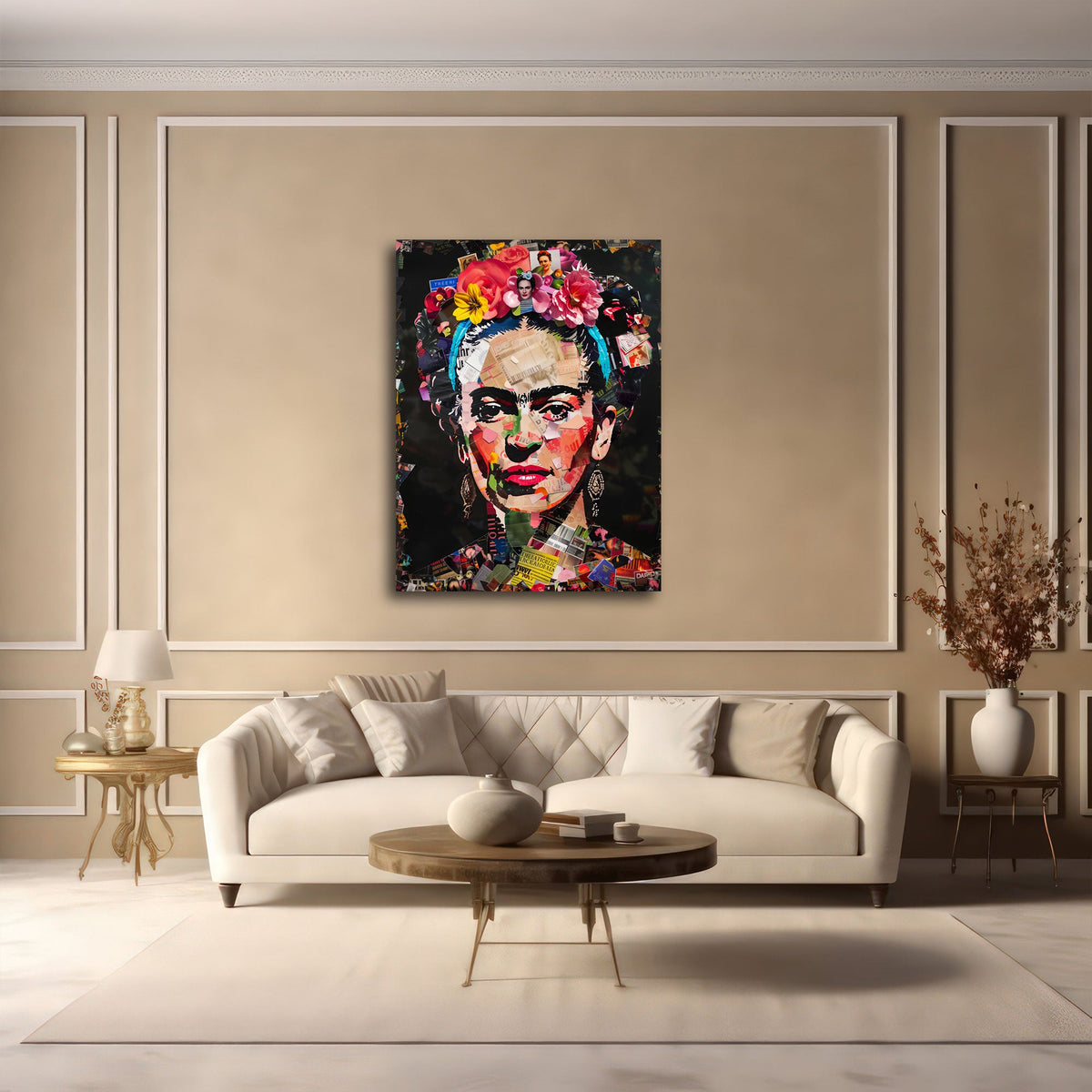 Pop Art Wandbild im Hochformat an einer Wohnraumwand