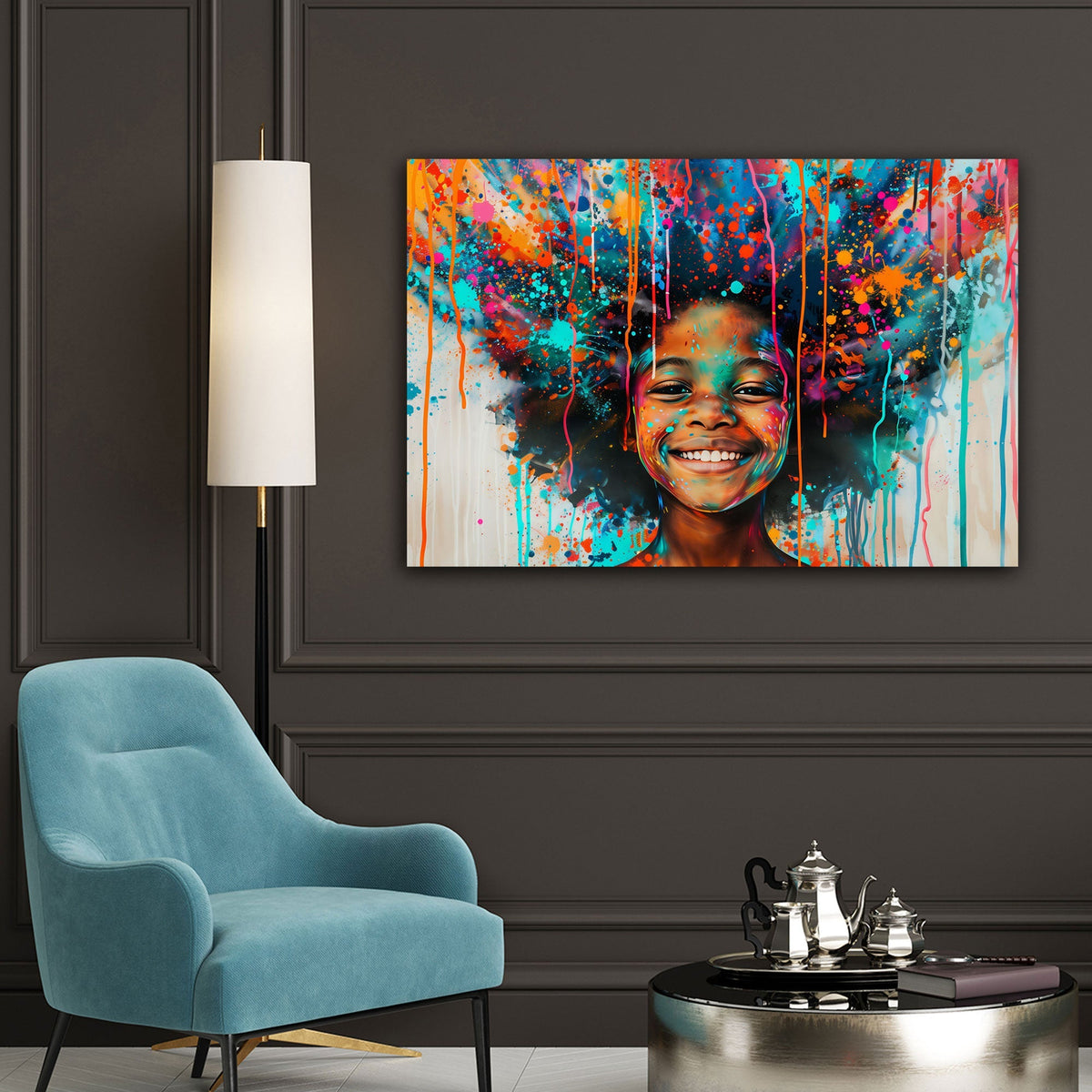 Kind Wandbild in zarten Farbverläufen im Kinderzimmer