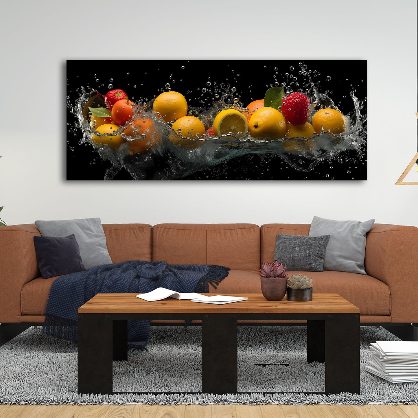 Früchte Wasser Splash Citrus Apfel Orange Wandbild