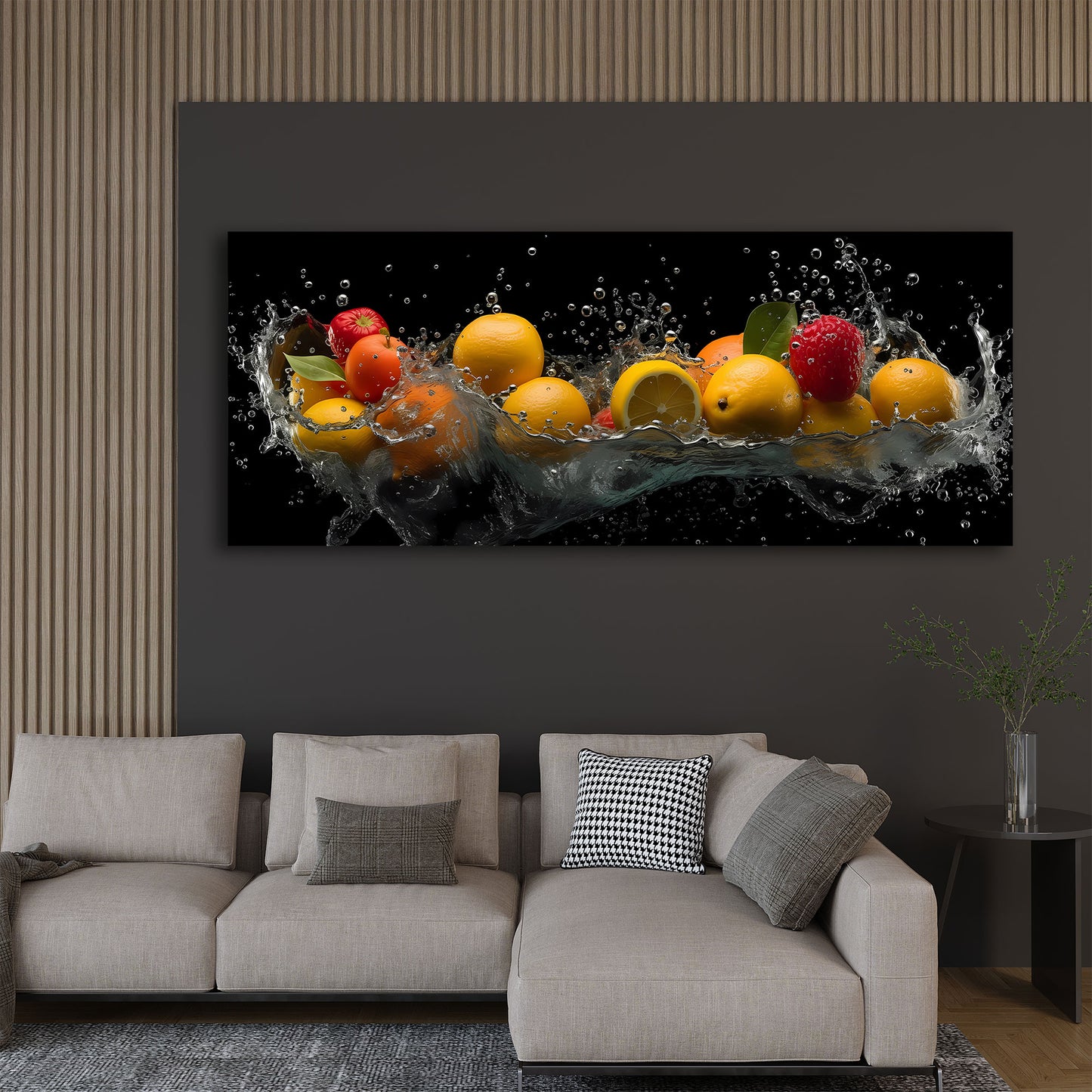 Früchte Wasser Splash Citrus Apfel Orange Wandbild