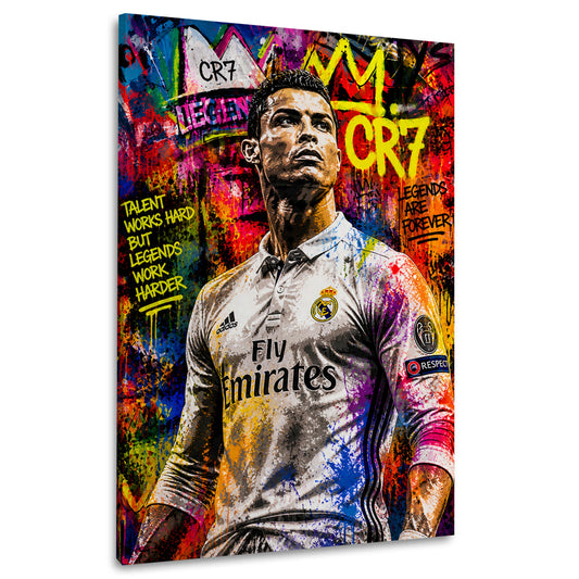 Fußball Legende Nr. 7 im bunten Pop Art Stil Wandbild