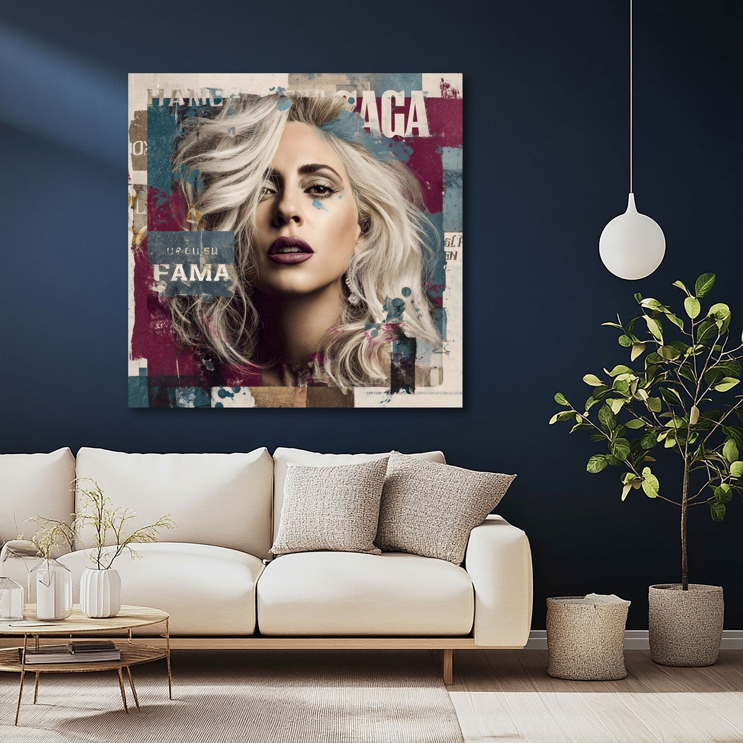 Gaga Porträt mit blonden Haaren im modernen Fashion Stil Wandbild