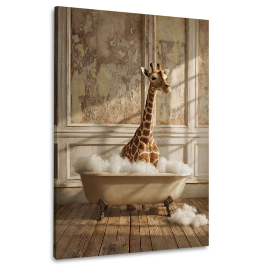 Giraffe Badewanne Schaumbad Vintage Badezimmer Wandbild