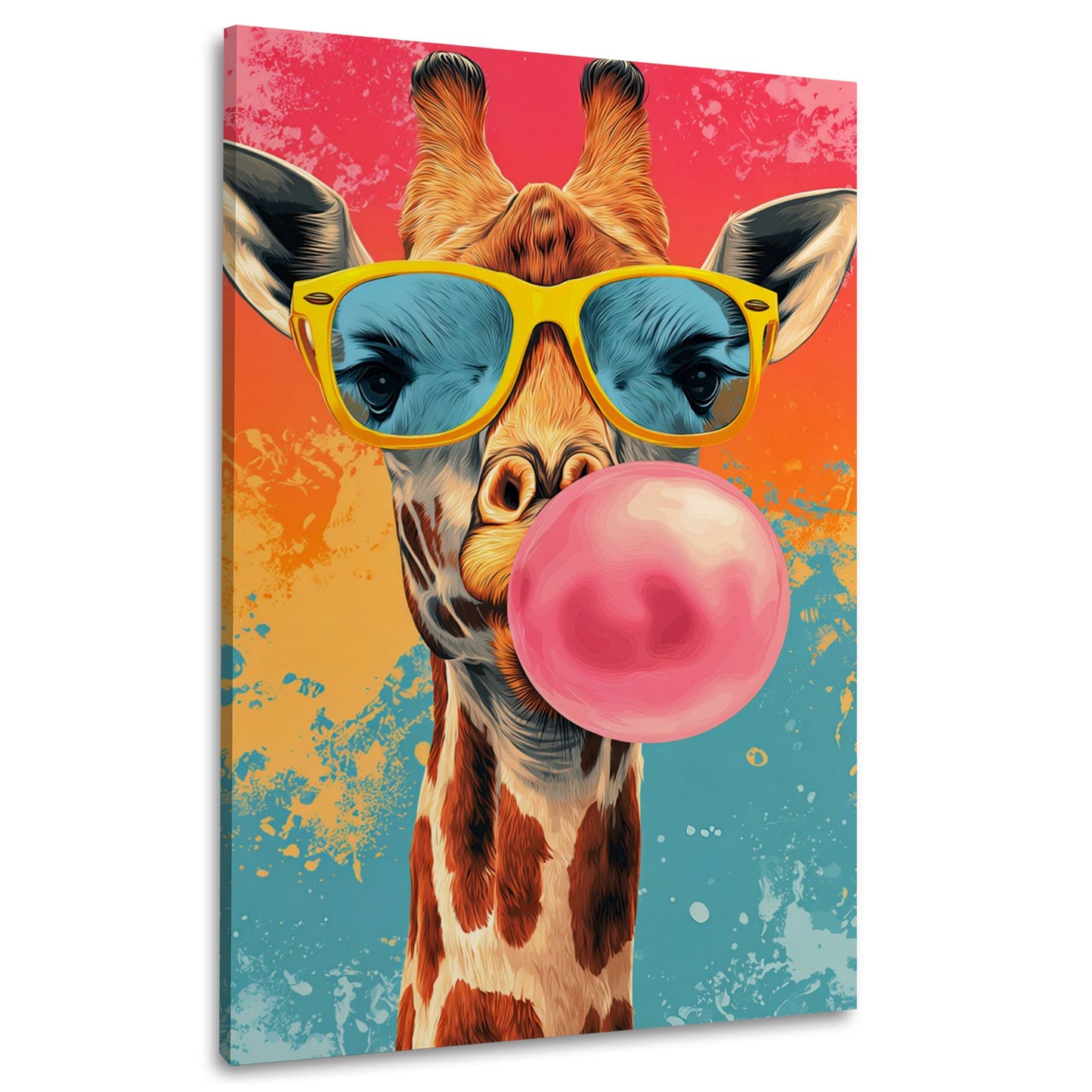 Giraffe mit dunklem Design Brille und Kaugummi Wandbild