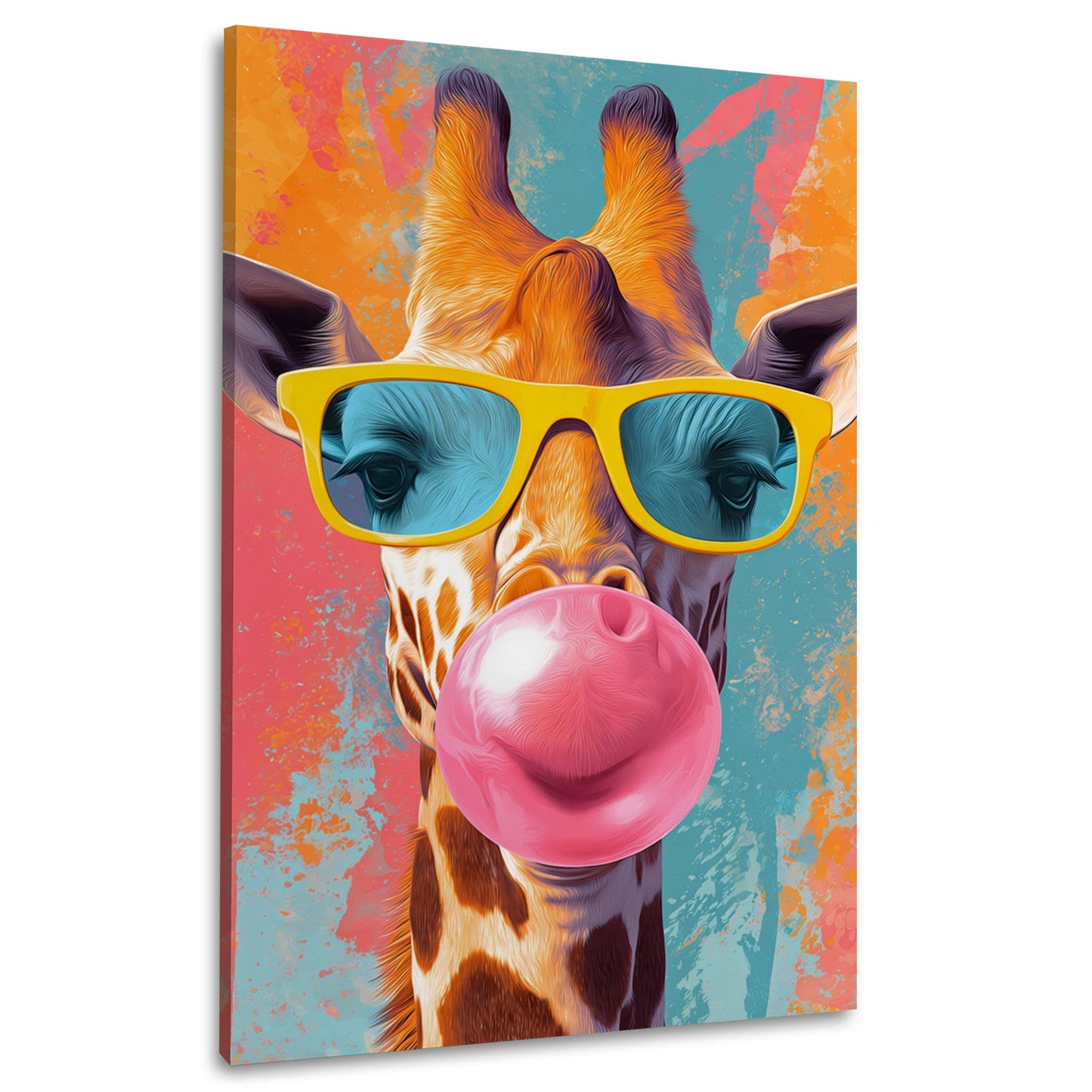 Giraffe mit Sonnenbrille und Kaugummi Pop Art Wandbild