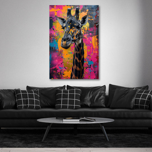 Giraffe im Aquarell-Stil als Acrylglasbild im Wohnzimmer