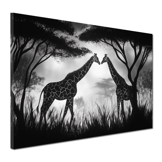 Giraffenpaar schwarz weiß Afrika Wandbild