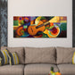 Gitarre in abstraktem Farbdesign Orange Tuerkis Wandbild