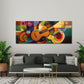 Gitarre in abstraktem Farbdesign Orange Tuerkis Wandbild