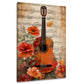 Gitarre mit Blumen und Notenblatt romantisch Wandbild
