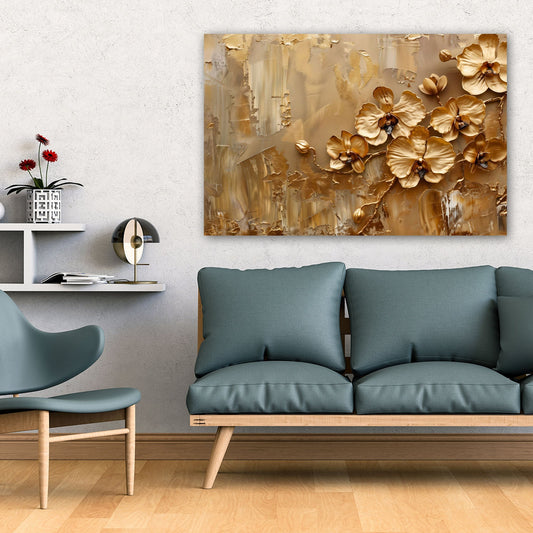 Goldene Blueten als Acrylglasbild
