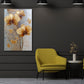 Goldene Blumen als Gemälde in kräftigen Tönen Wandbild