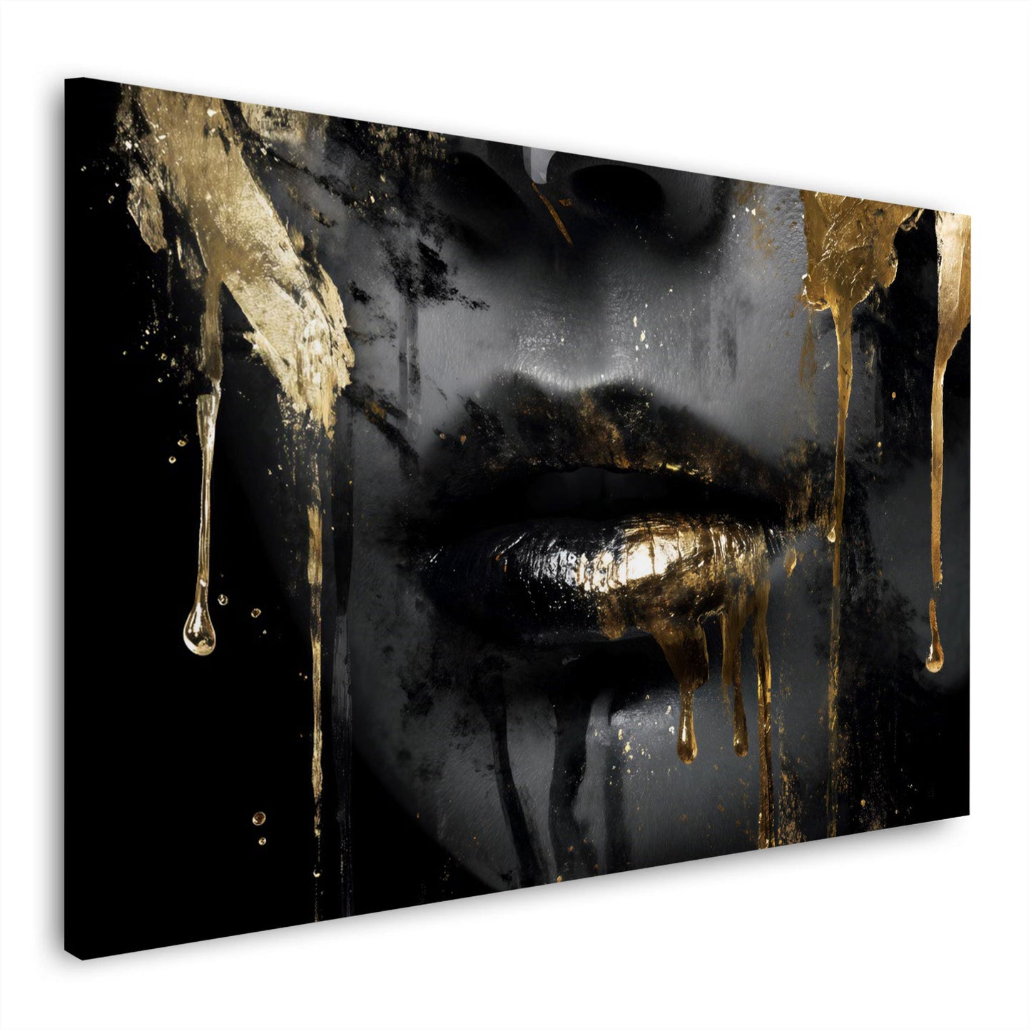 Goldene Lippen einer Frau mit sinnlicher Ausstrahlung Wandbild