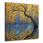 Goldener Baum See Spiegelung abstrakt Landschaft Wandbild