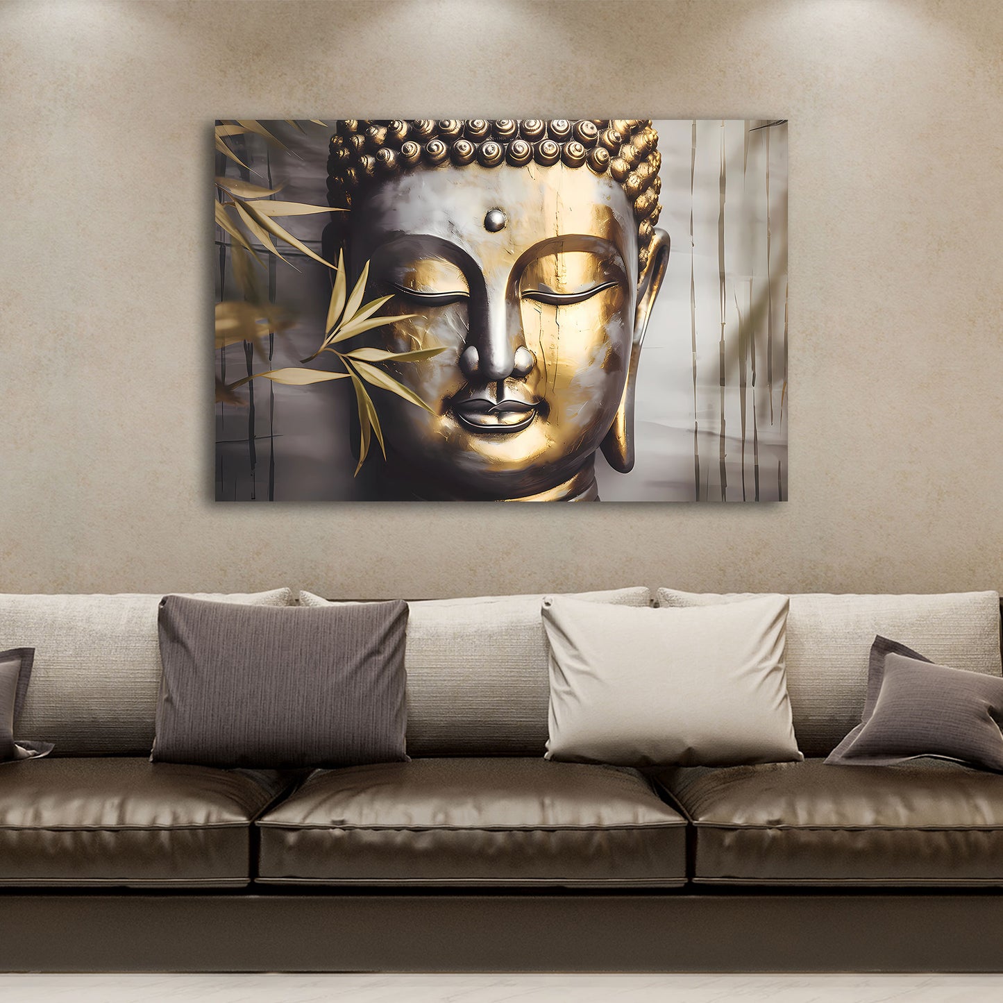 Goldener Buddha Zen Gesicht Asien Wandbild
