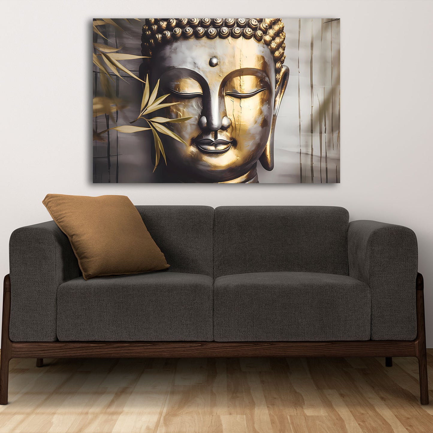 Goldener Buddha Zen Gesicht Asien Wandbild
