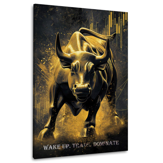 Goldener Bulle Börse Trading Erfolg wake up dominate Wandbild