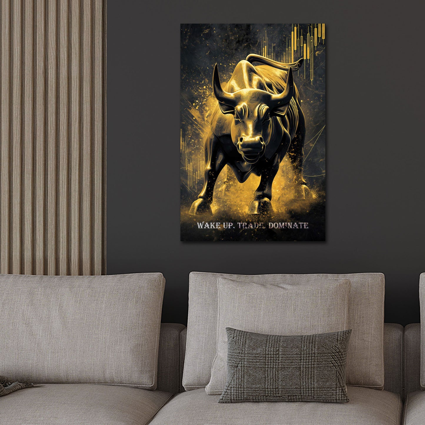 Goldener Bulle Börse Trading Erfolg wake up dominate Wandbild