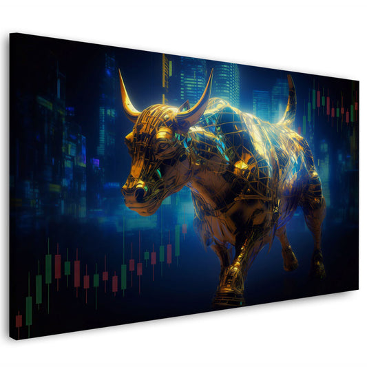 Goldener Bulle der Börse im Finanzmarkt Trading Chart Wandbild