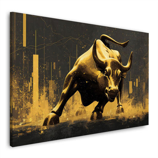 Goldener Bulle mit Börse Trading Erfolg Aktienmarkt Wandbild